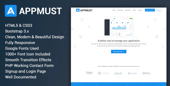 Appmust – Responsive Landing Page Template
